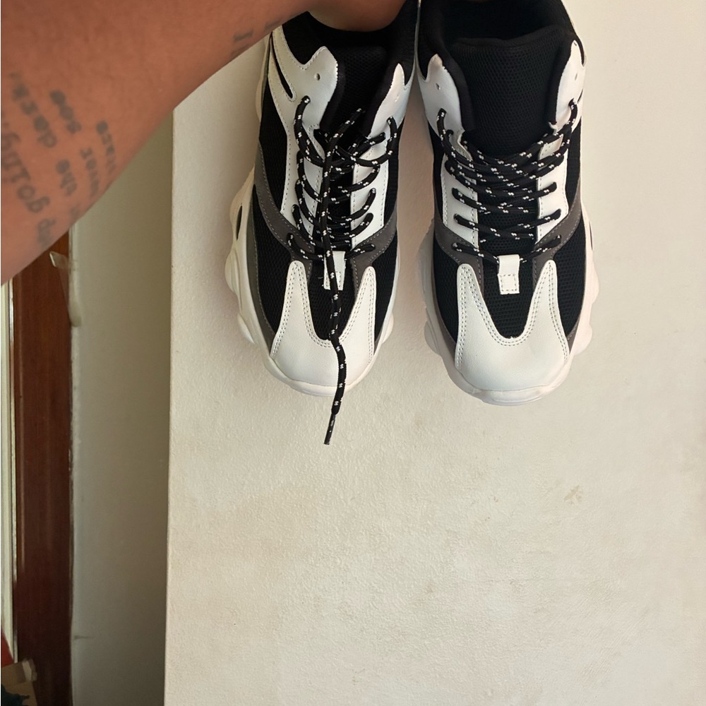 Black and White High-Top Sneakers